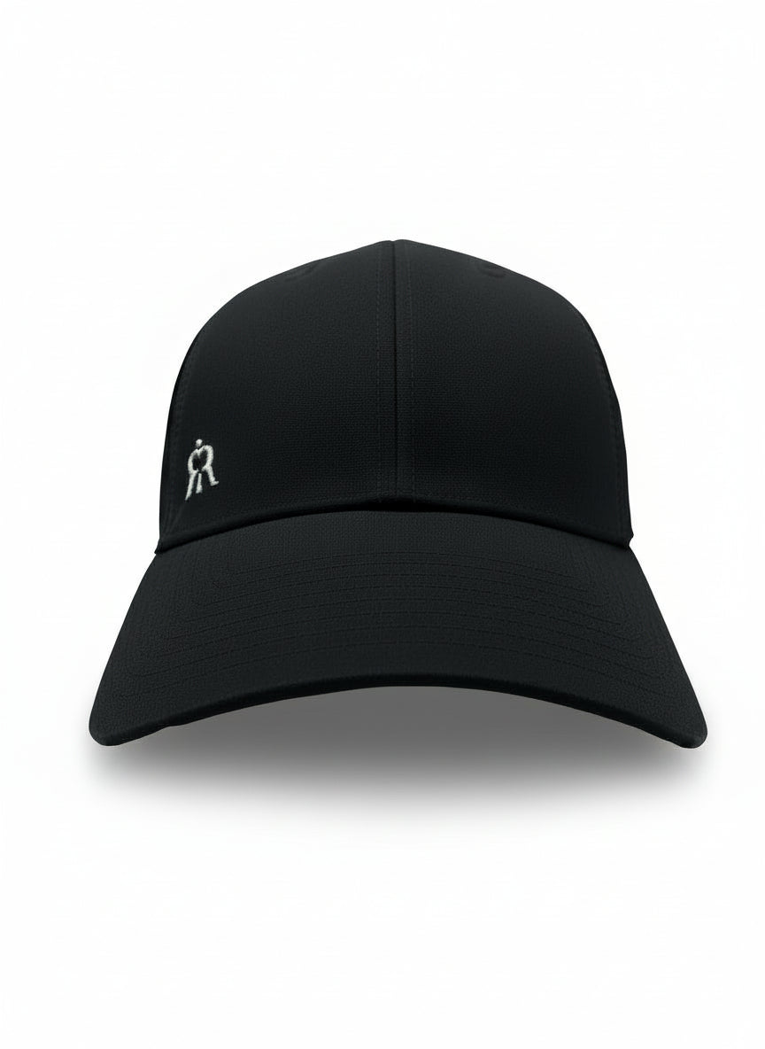 iRARE black ponytail cap with backless design, front product view