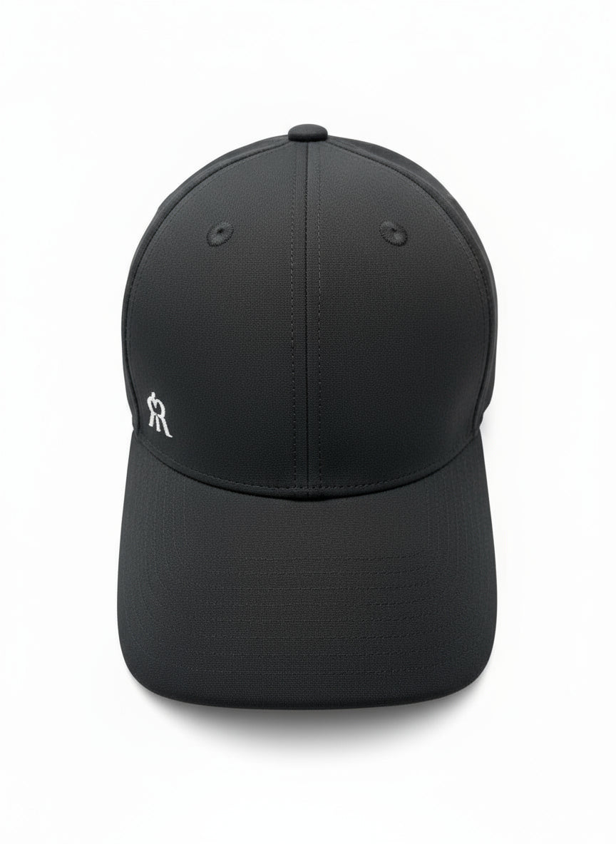 black ponytail cap top view 