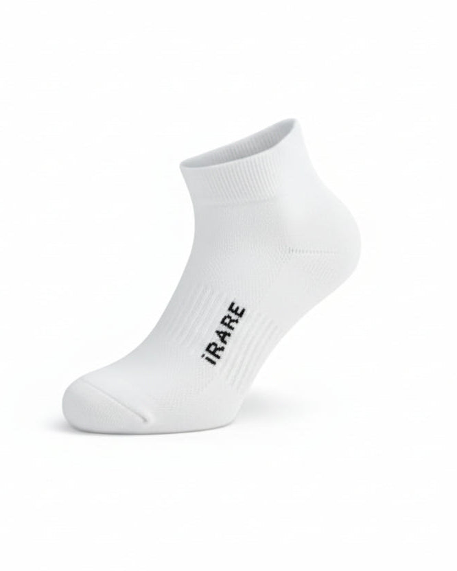 iRARE unisex ankle socks in white, product pair view