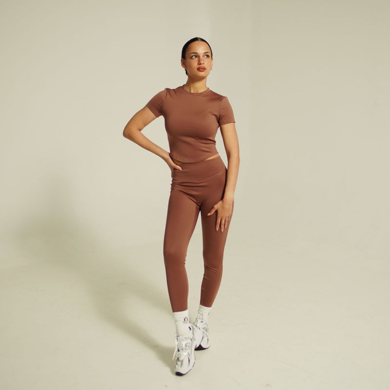 iRARE women’s element high-rise 7/8 legging dusty mauve activewear leggings front view