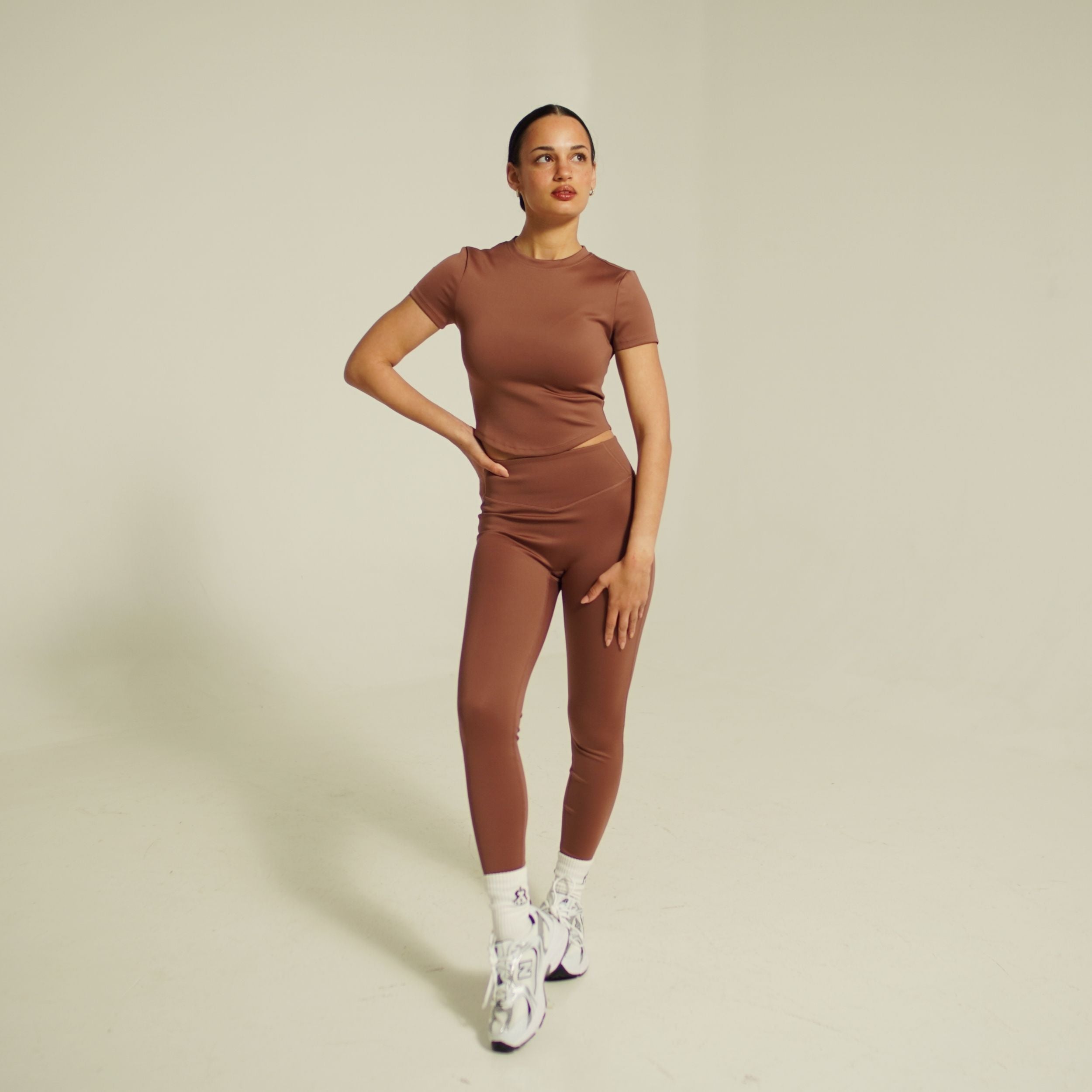 iRARE women’s element high-rise 7/8 legging dusty mauve activewear leggings front view
