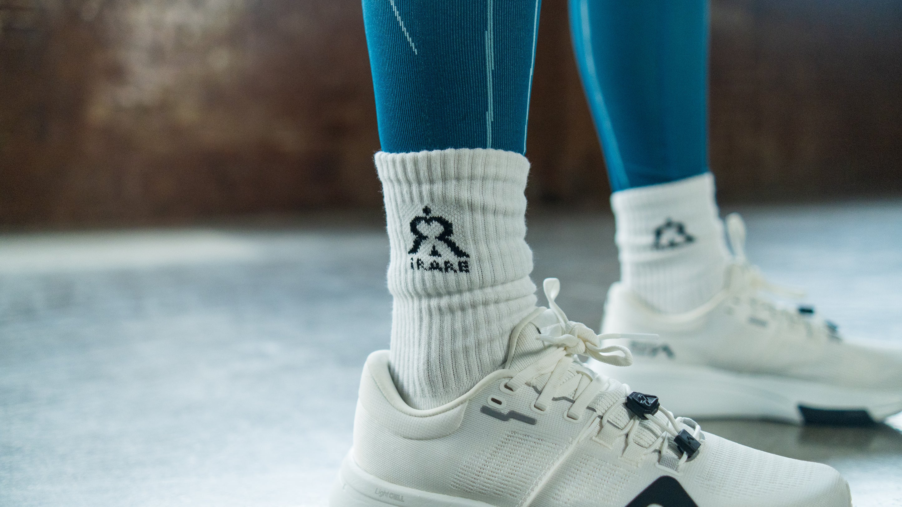 crew socks on-model with shoes, scrunched