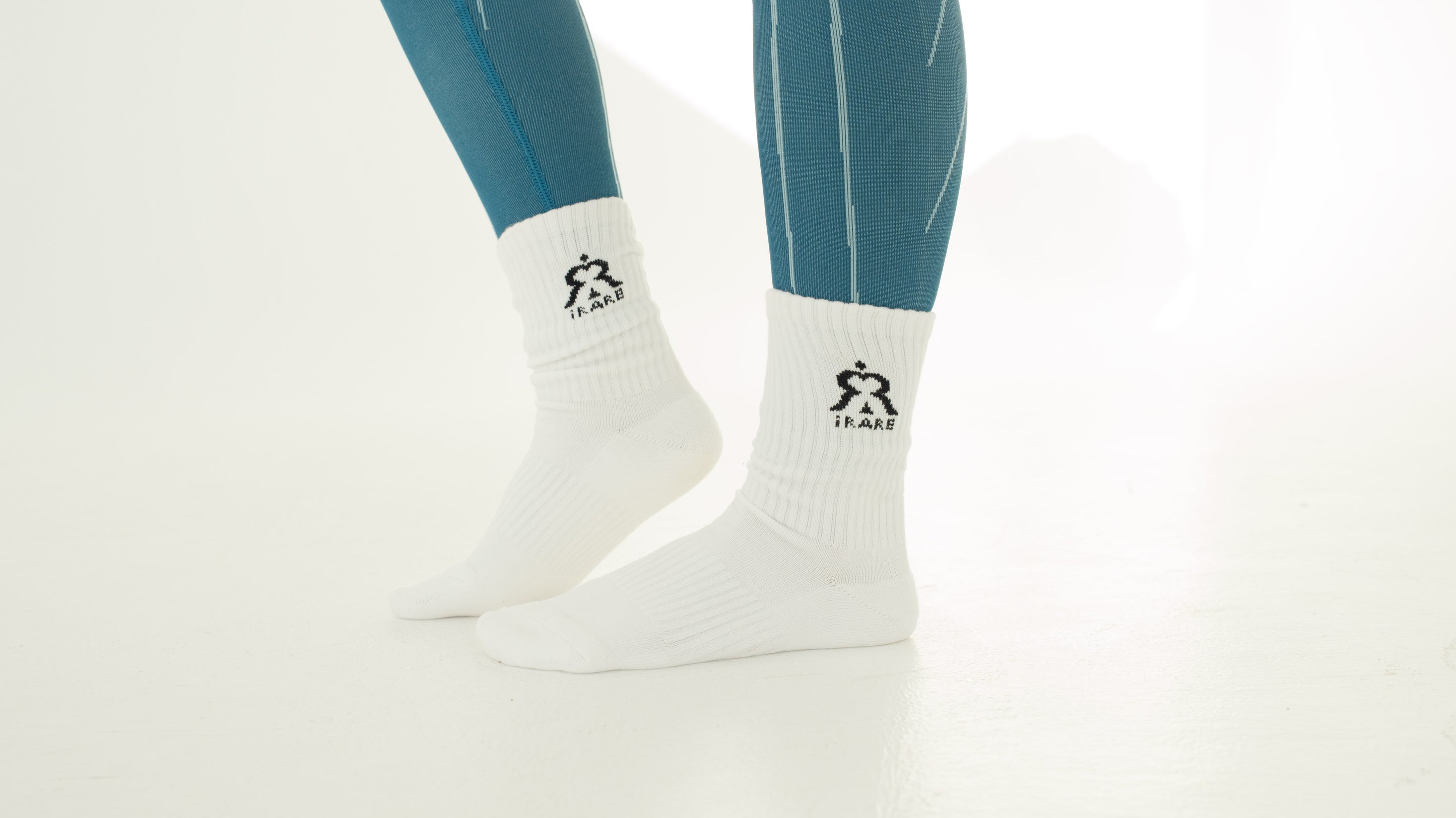 crew socks on-model, two-leg view