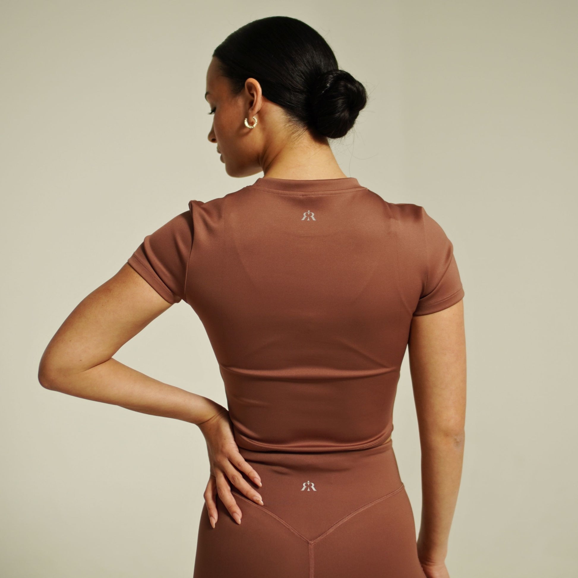 women’s element fitted short-sleeve top dusty mauve back view
